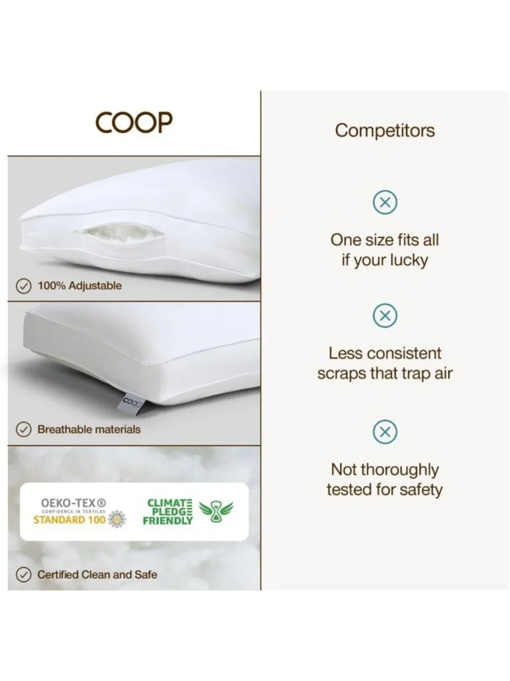 Set of 2 Queen Size Down Alternative Pillows - Adjustable Luxury for All